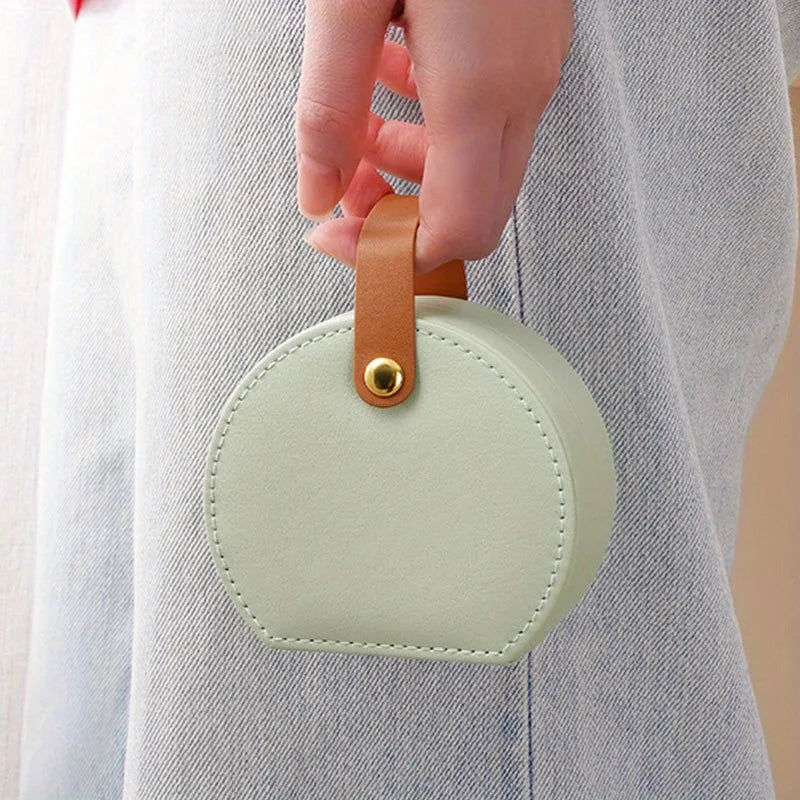 Boite Bijoux Cuir Ronde Pochette