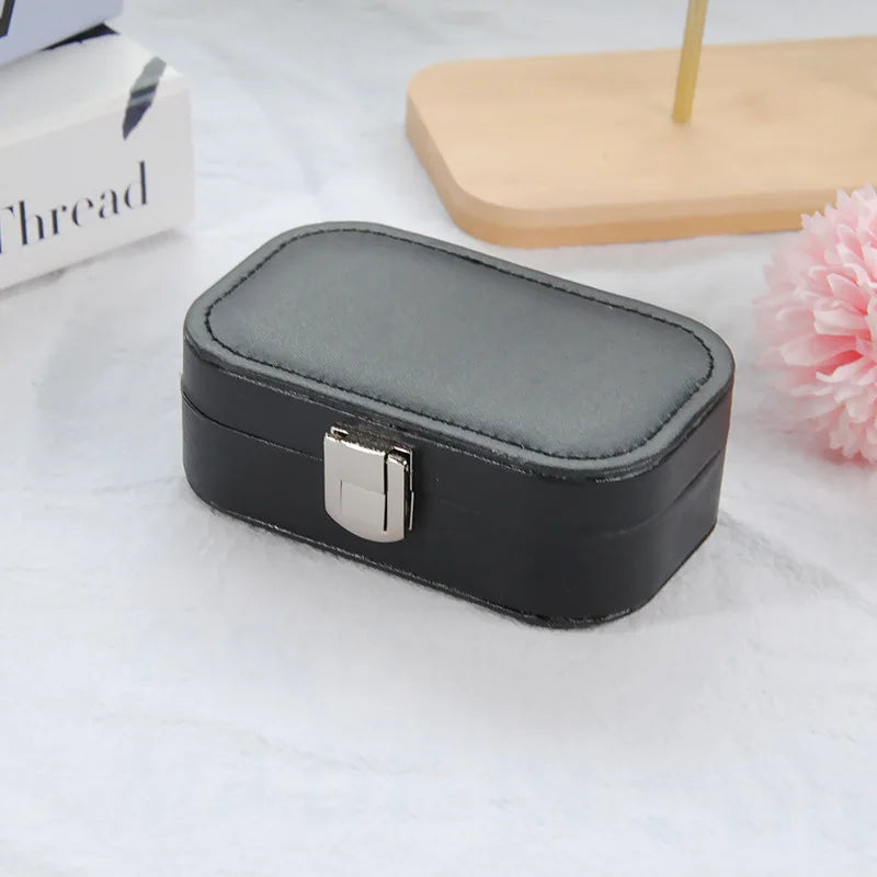 Boîte à Bijoux Cuir PU Velours Portable Bouton
