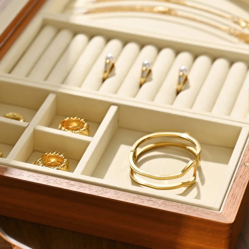 Boîte Bijoux Bois Massif Multifonctionnelle