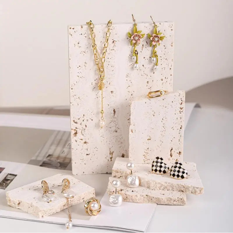 Présentoir Bijoux Pierre Marbre Naturel Socle
