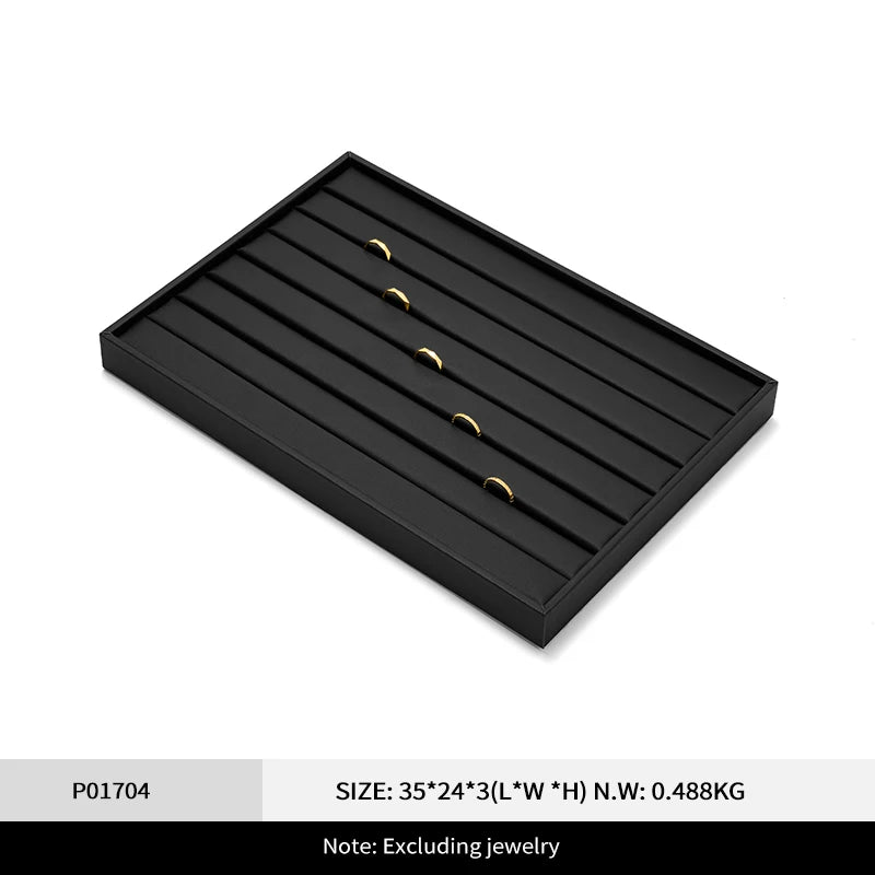 Plateau Bijoux Cuir Noir Présentoir Multifonction