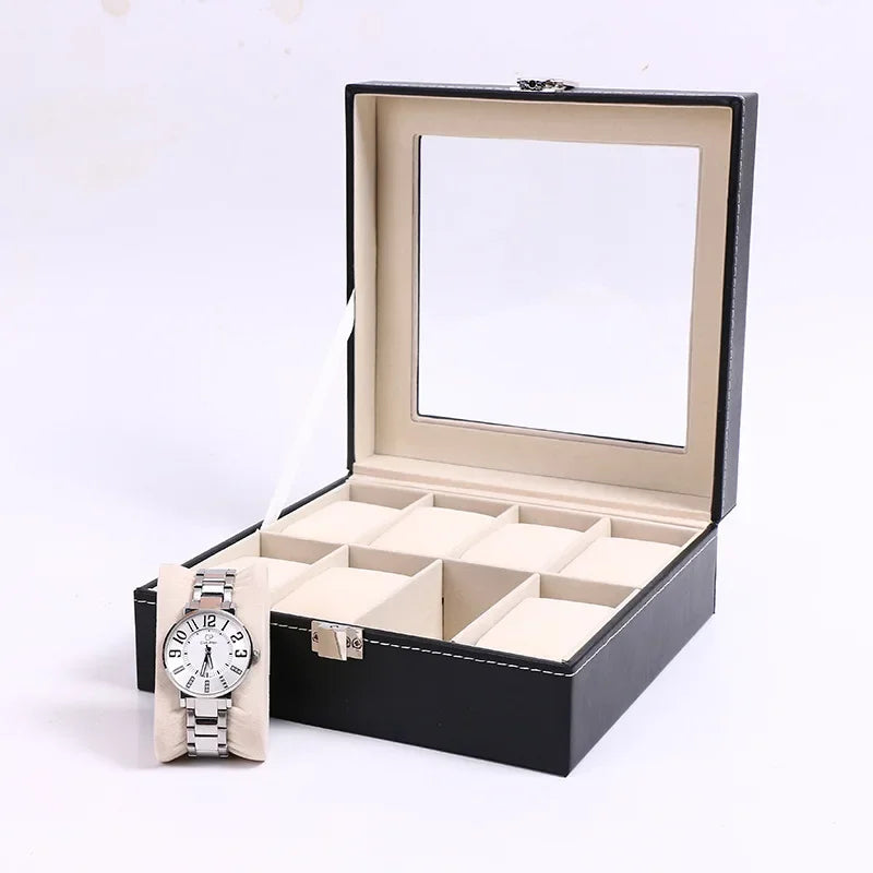 Boîte Montre Cuir Compartiments Rangement