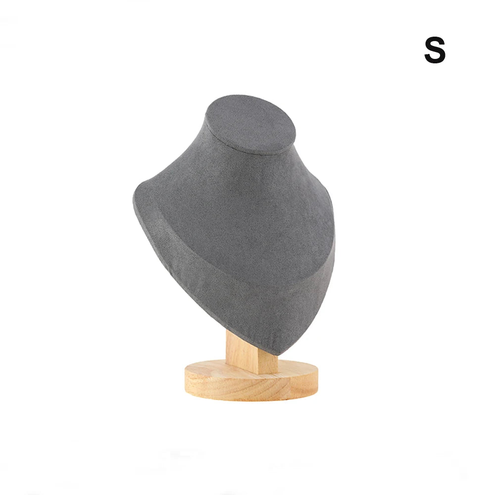 Buste Bijoux Velours Base Bois Mannequin
