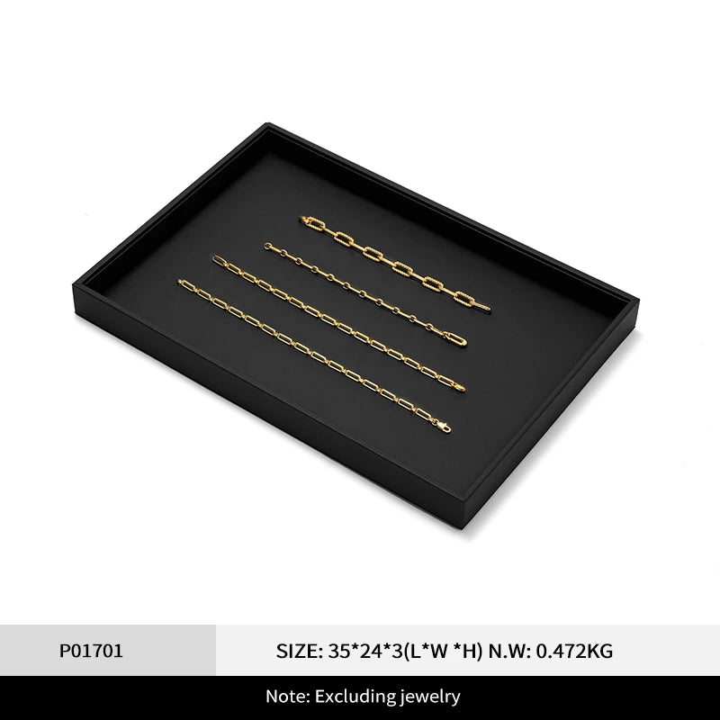 Plateau Bijoux Cuir Noir Présentoir Multifonction