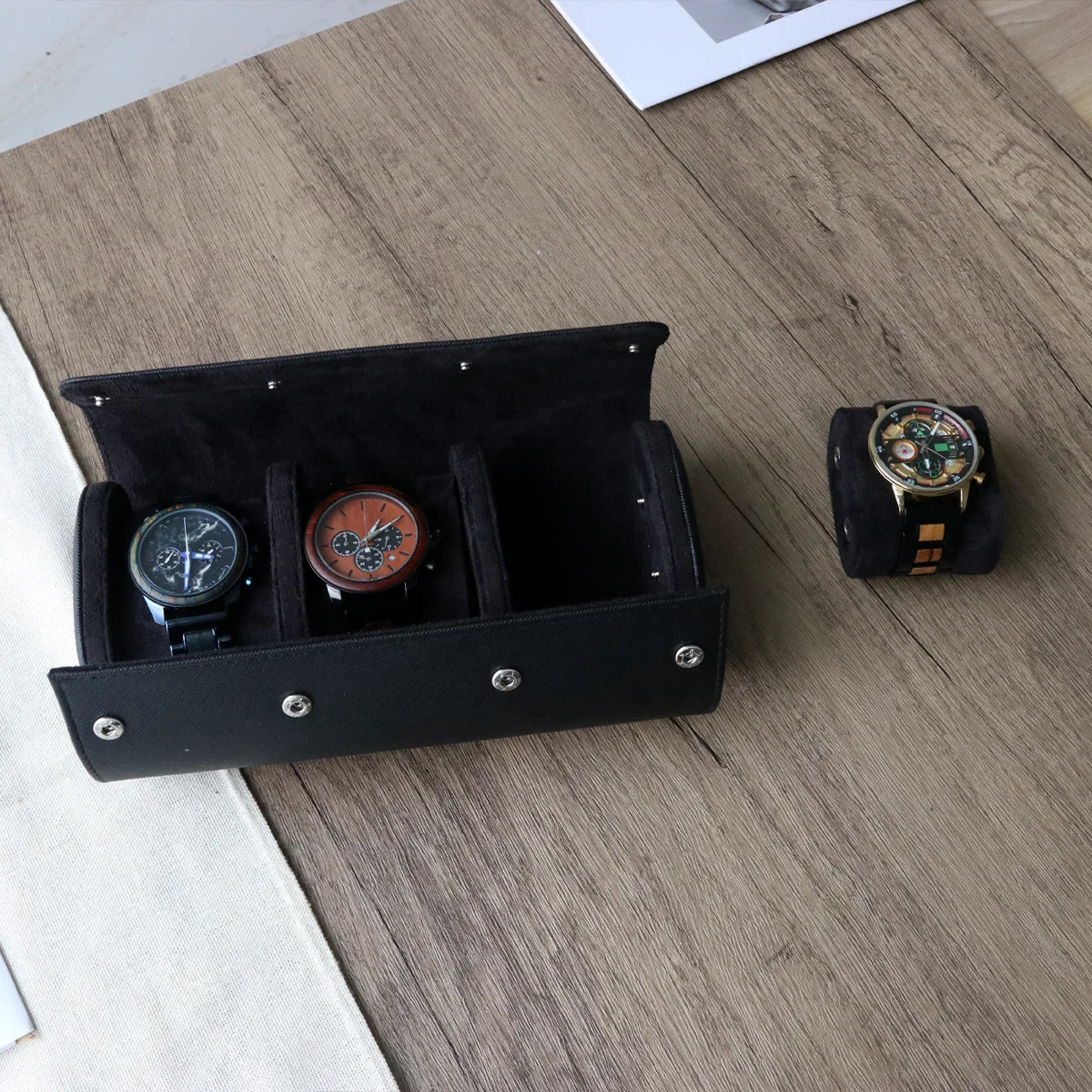 Coffret Montre Simili Cuir 3 Places Voyage
