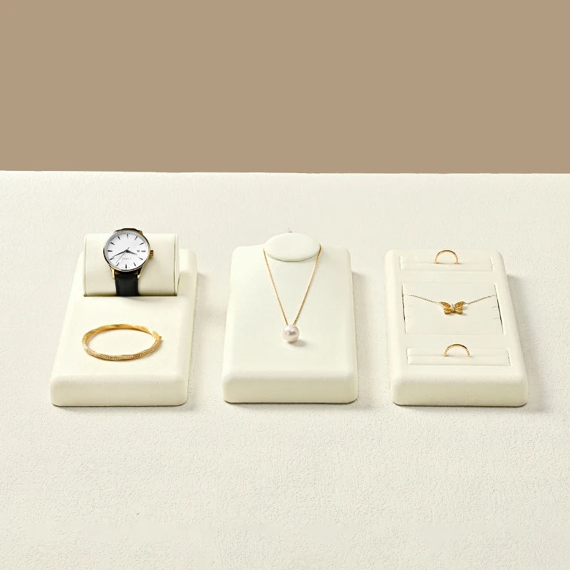 Présentoir Bijoux Daim Beige Multi Supports
