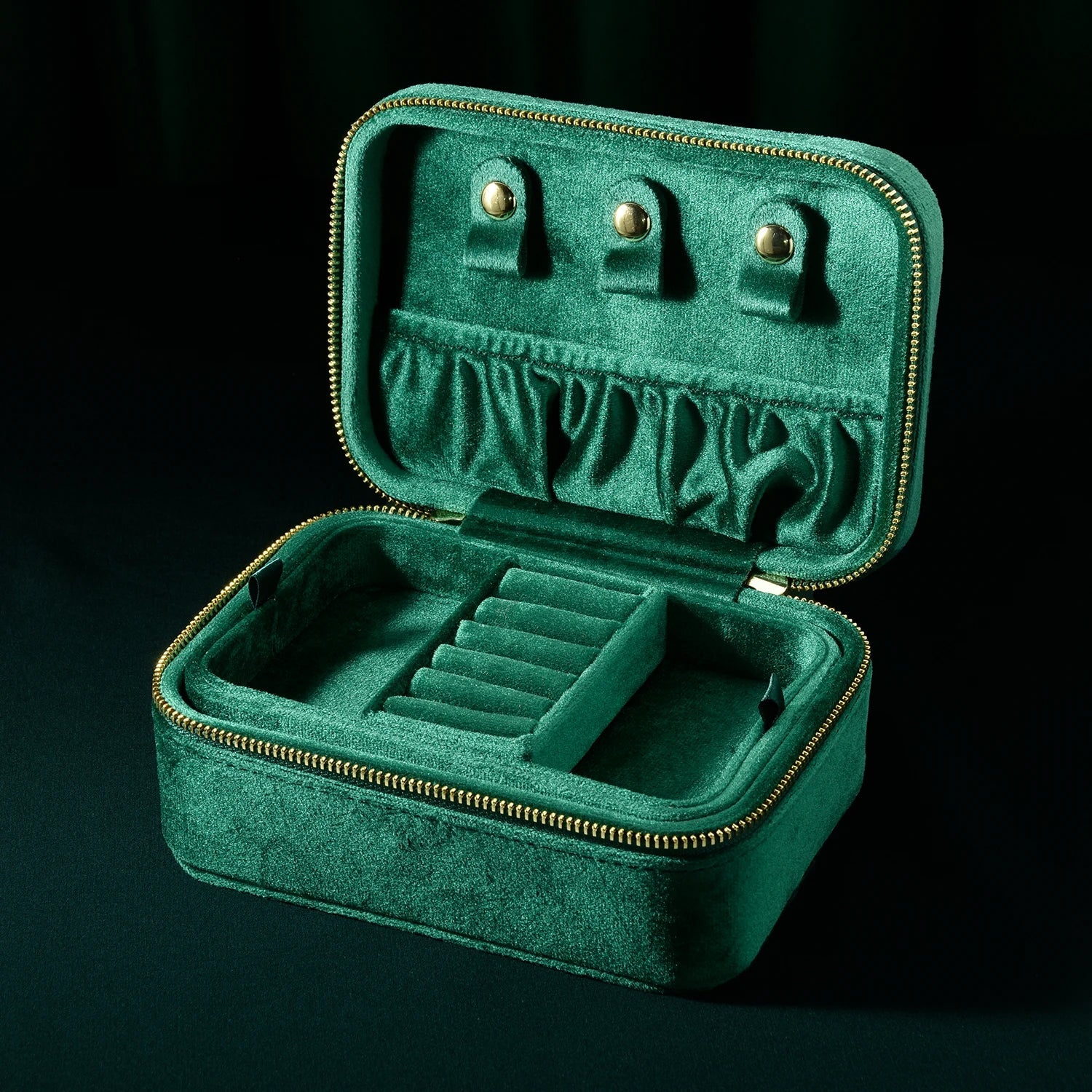 Boîte à Bijoux Velours Zip Portable Femme