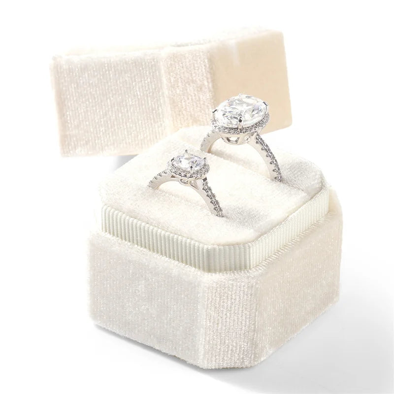 Boite Bagues Velours Mariage 3 Compartiments
