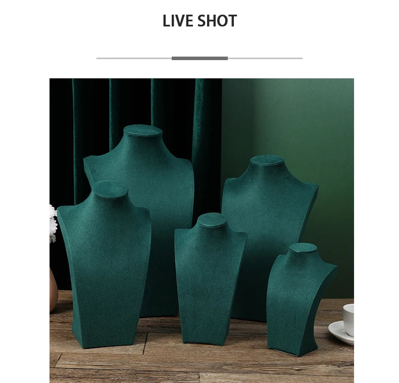 Présentoir Collier Buste Velours Vert Émeraude