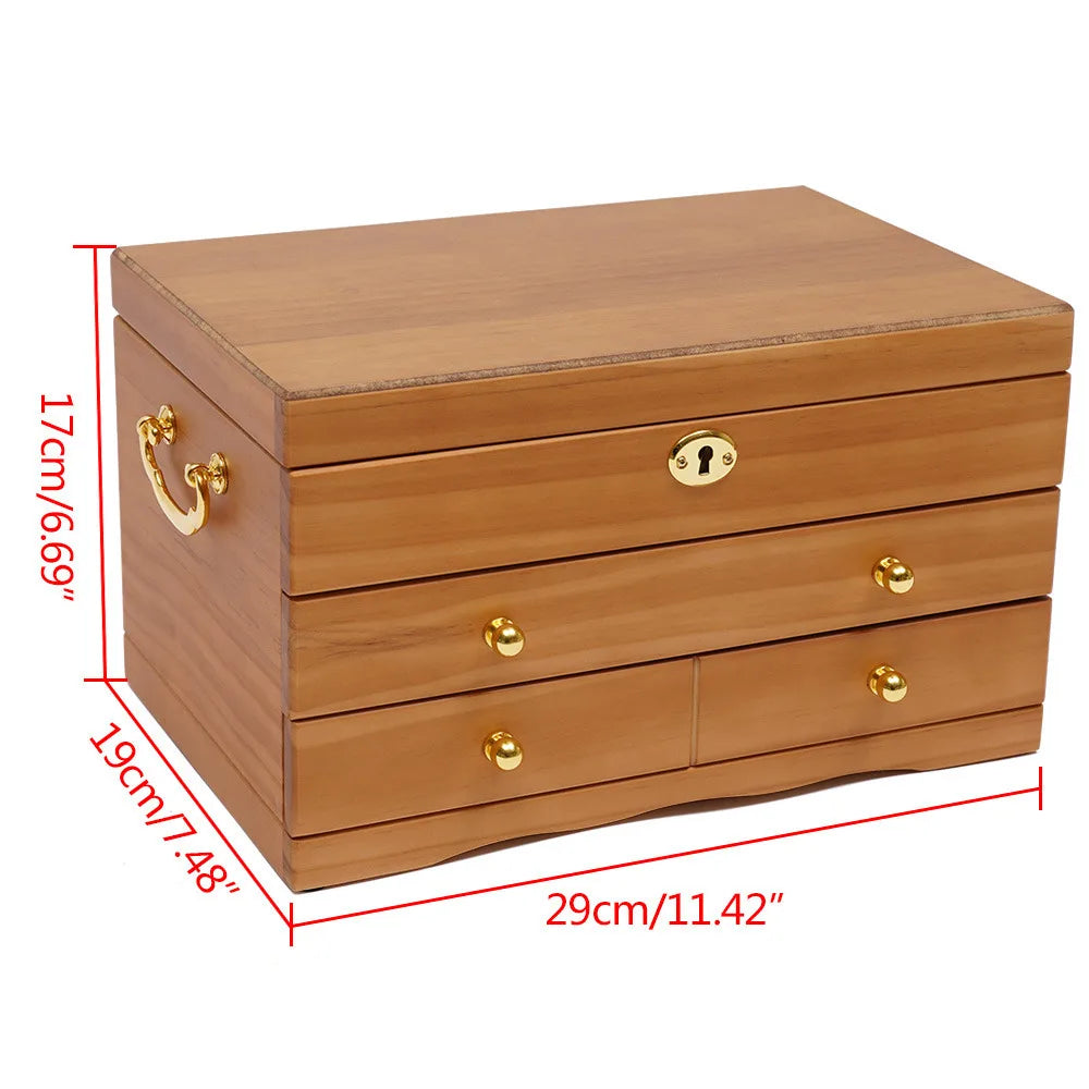 Boîte Bijoux Bois Massif Velours Rangement Sécurisé