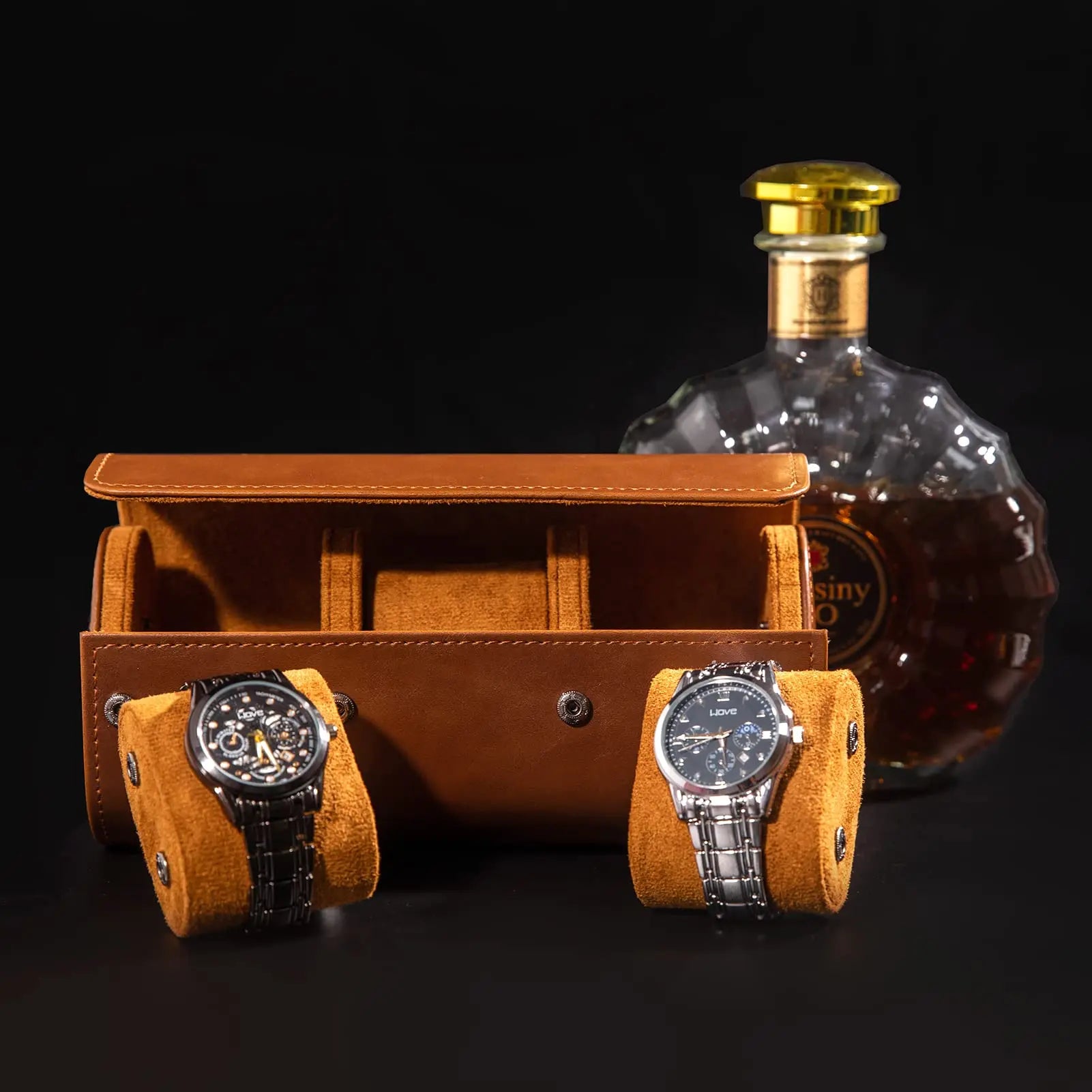 Étui Montre Cuir Voyage Texture Premium