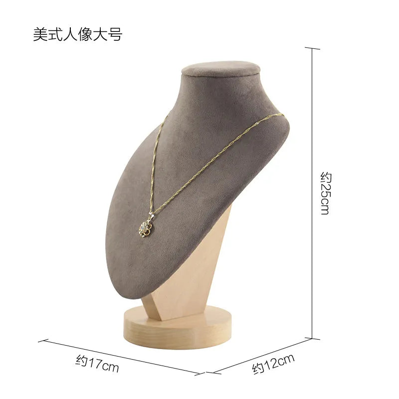 Présentoir Collier Bois Velours Café Boutique