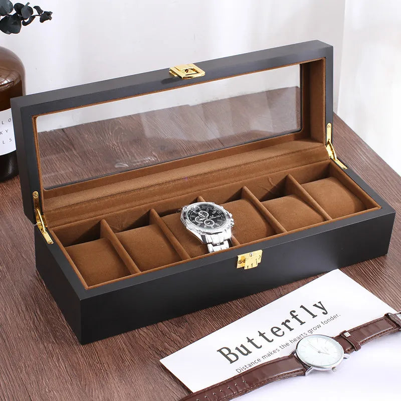Boîte à Montres Simili Cuir Velours Vitrine