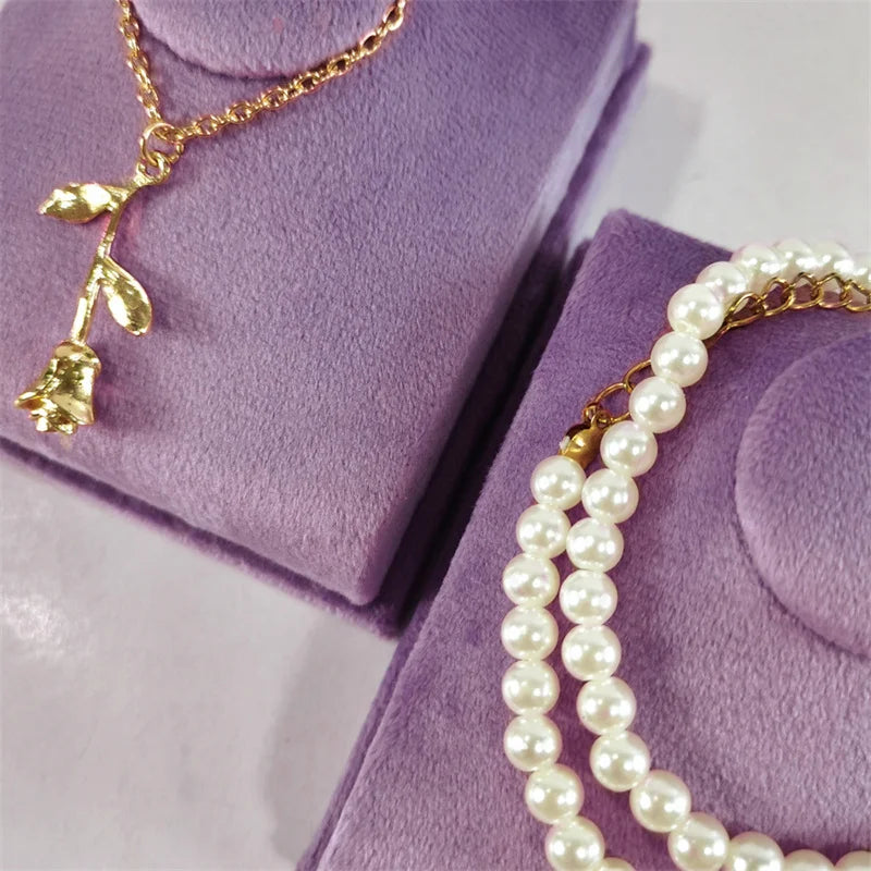 Présentoir Collier Velours Plat Luxe