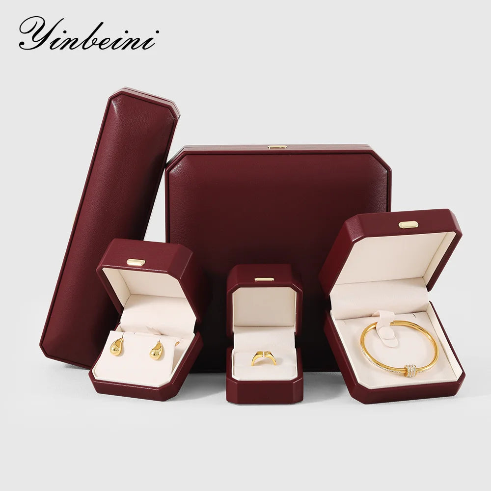 Boîte Cuir Bijoux Bague Boucle Oreille Coffret Cadeau