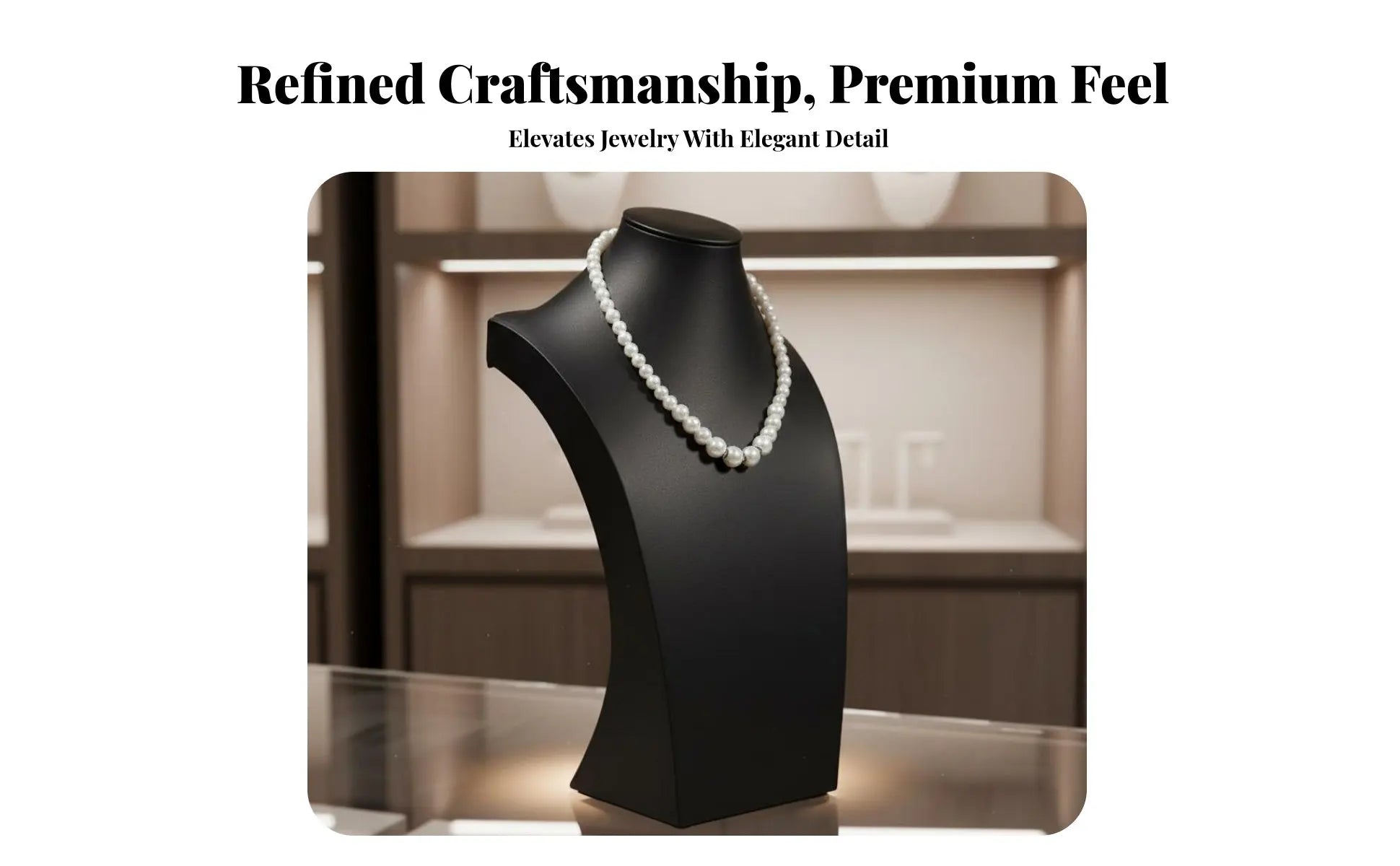 Présentoir Collier Buste Cuir Noir Élégant