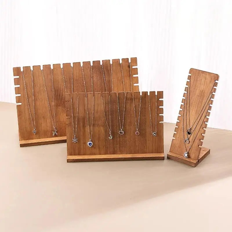 Présentoir Collier Bois Plat Noyer