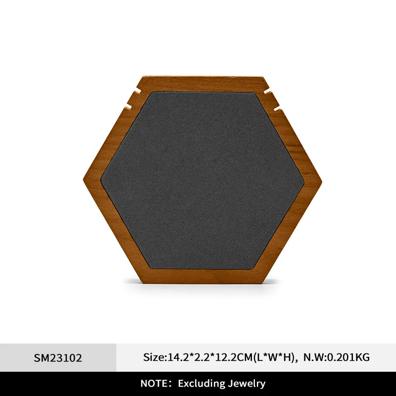 Présentoir Collier Bois Hexagonal Suspendu Vitrine