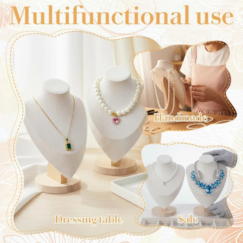 Buste Collier Velours Beige Mannequin Présentoir