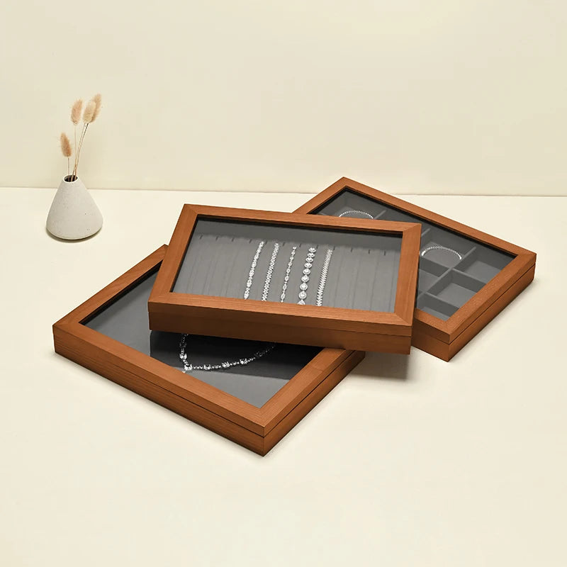 Boîte Bijoux Bois Massif Gris Rangement