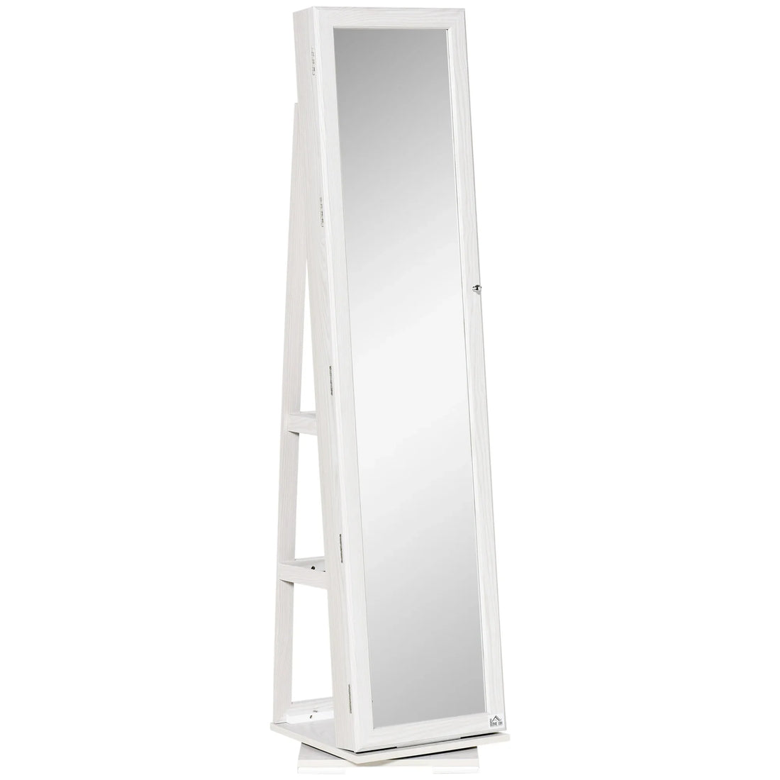 Armoire à bijoux rotative blanche – vue de face du miroir en pied
