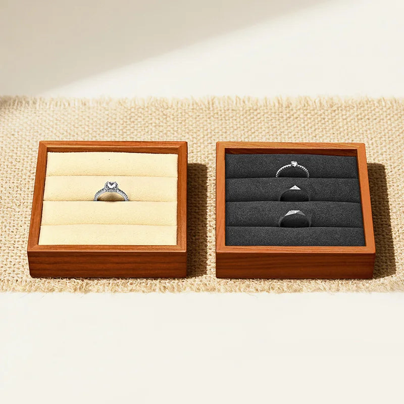 Plateau Bague Bois Velours Bijouterie
