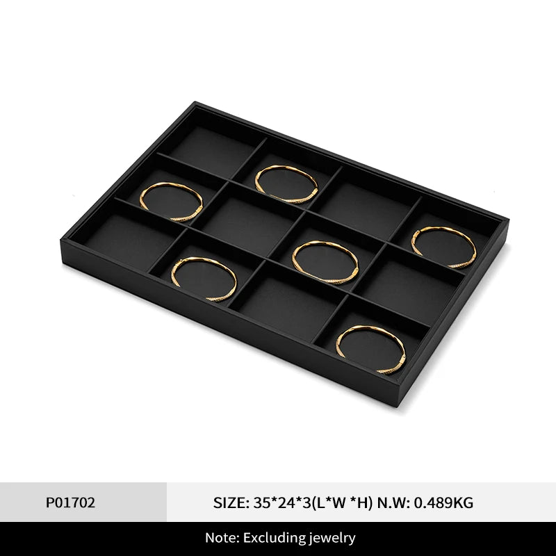 Plateau Bijoux Cuir Noir Présentoir Multifonction