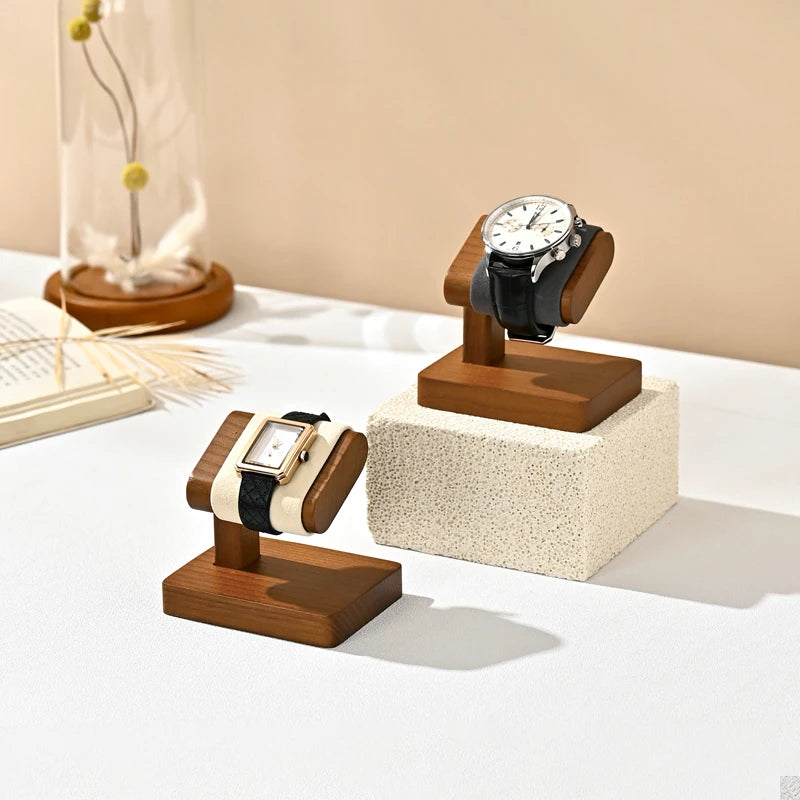 Buste Montre Bois Cuir Présentoir Vitrine