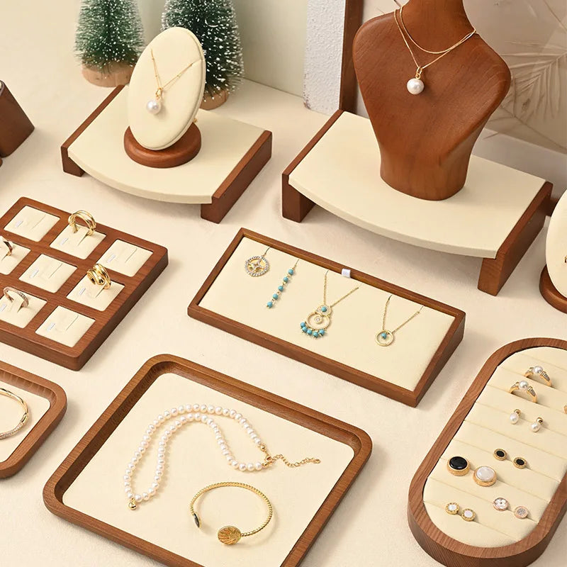 Présentoir Bijoux Bois Beige Collier Multifonctions
