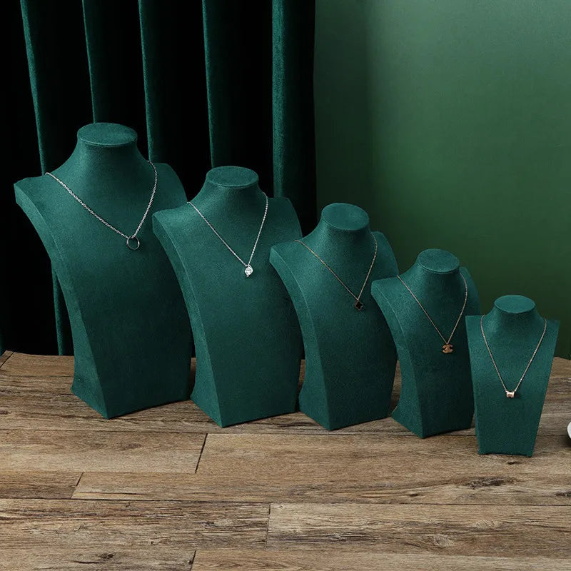 Présentoir Collier Buste Velours Vert Émeraude