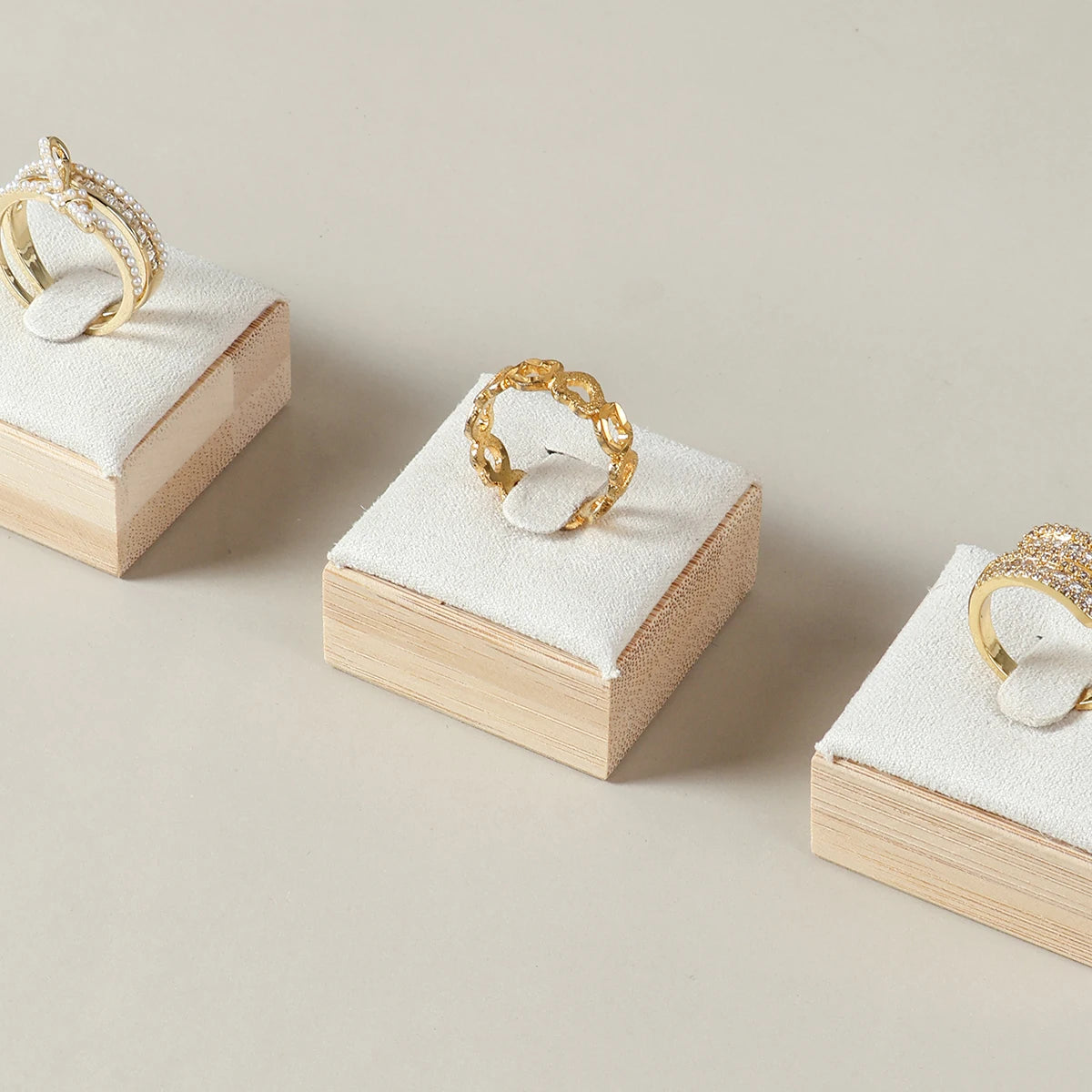 Porte Bague Velours Bois Mariage Voyage