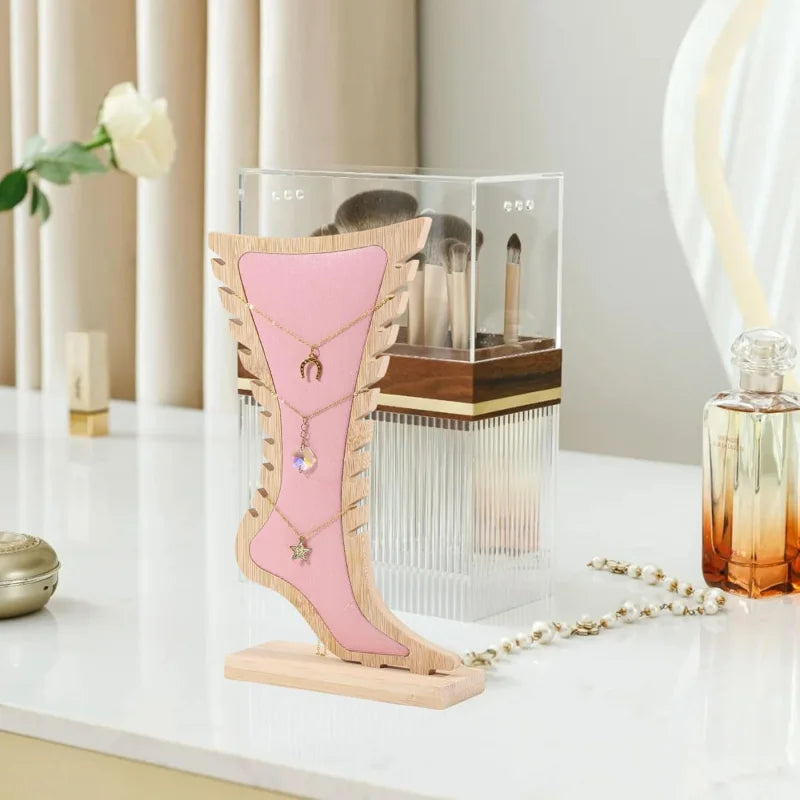 Présentoir bracelet cheville bois clair vertical