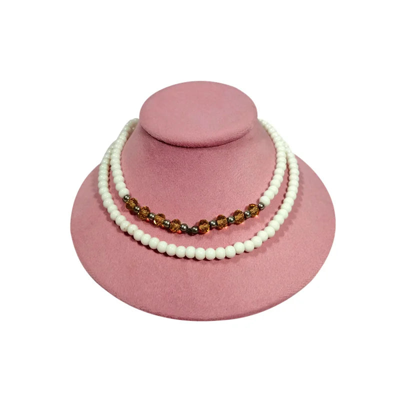 Présentoir Collier Velours Ras de Cou Rose