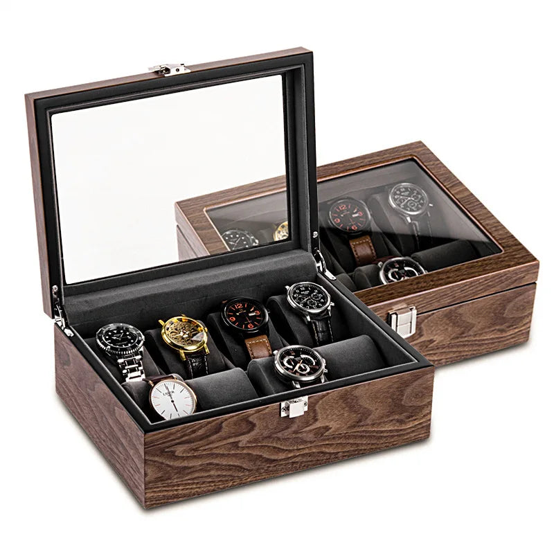 Boîte Montres Bois 8 Emplacements Vitrine