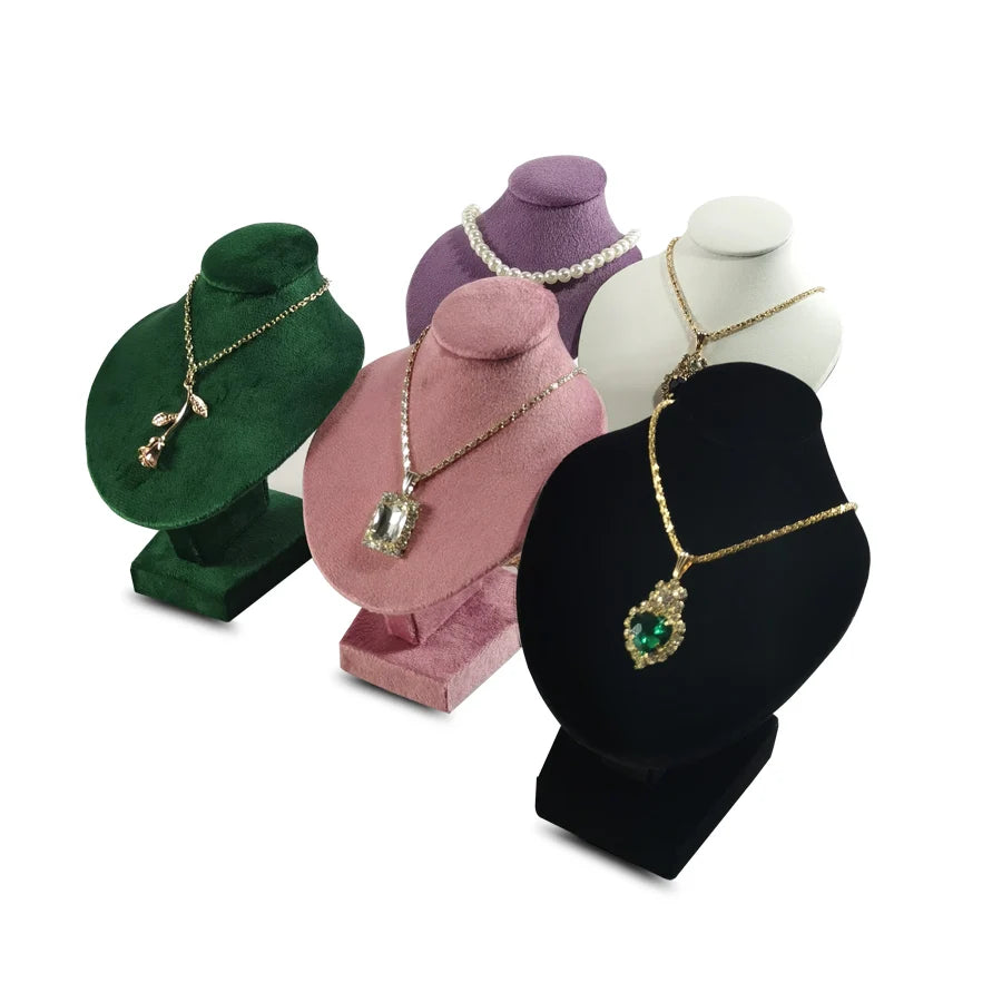 Présentoir Collier Buste Velours Plat Compact