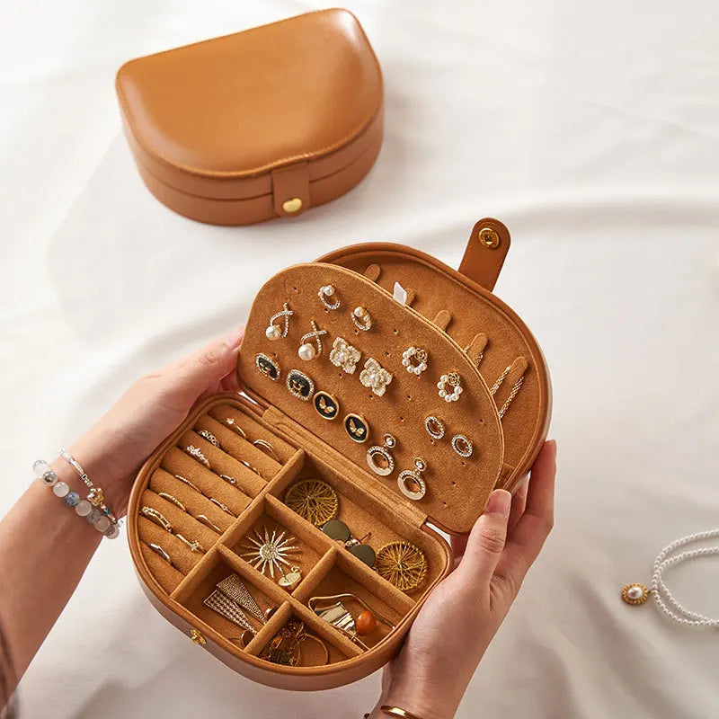Boîte Bijoux Cuir Voyage Marron Premium
