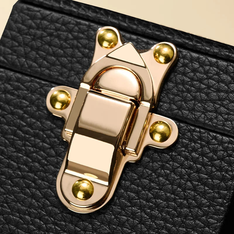 Boîte Cuir Véritable Bague Fiançailles Luxe Diamant