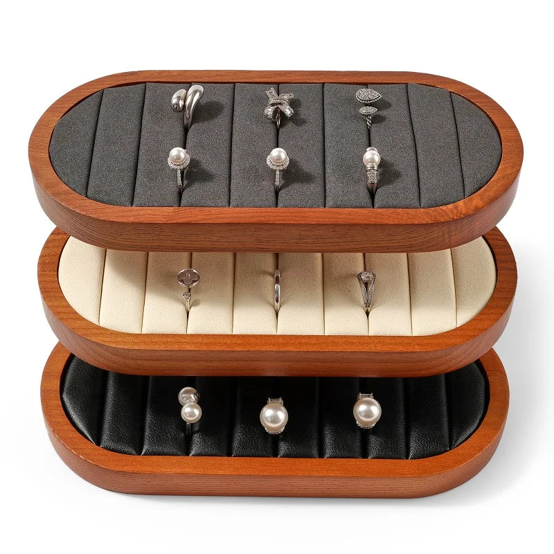 Présentoir Bague Bois Microfibre Boutique
