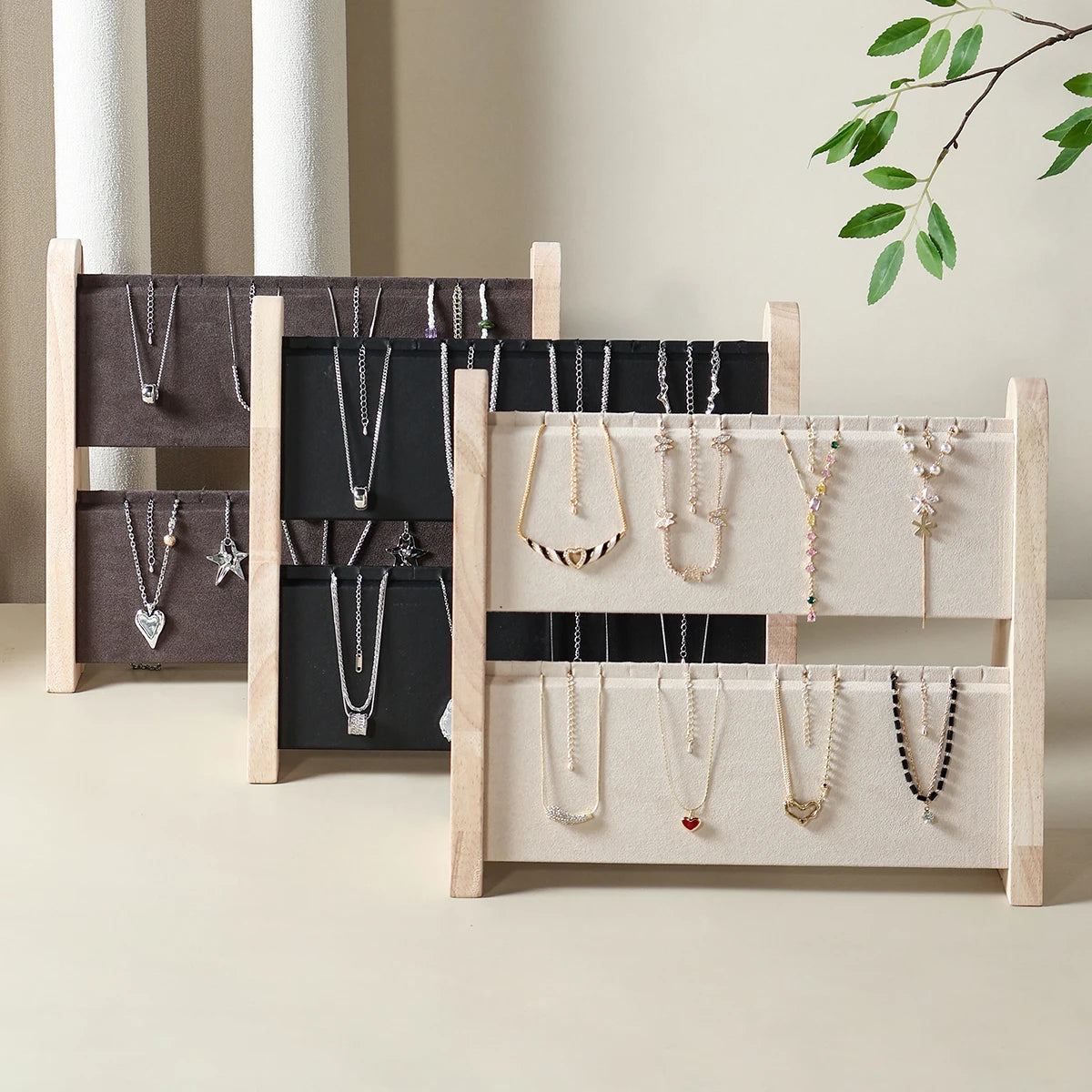 Presentoir Bois Incline 2 Etages Pliable Collier