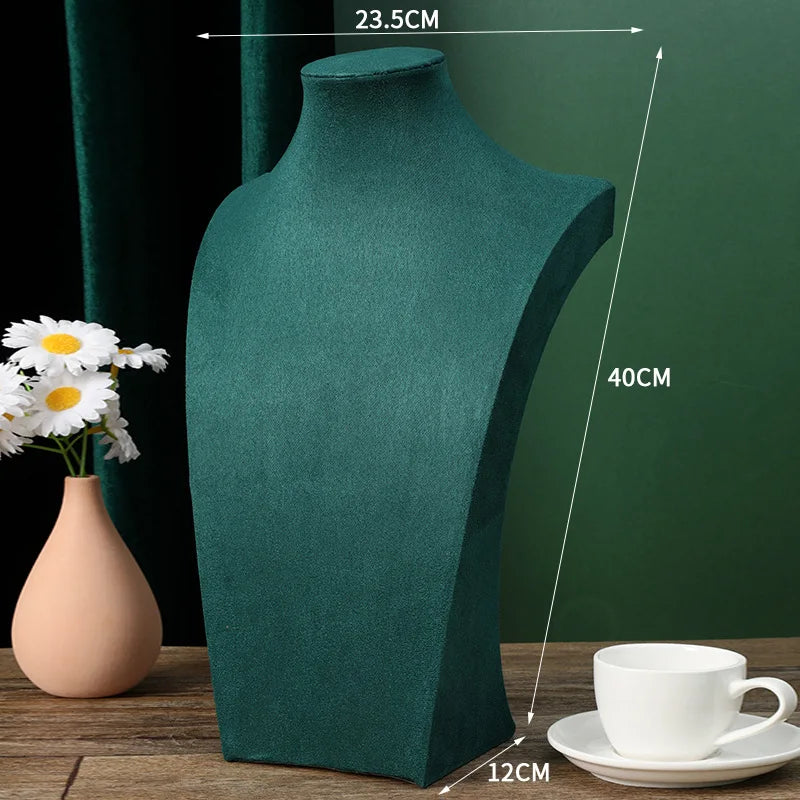 Présentoir Collier Buste Velours Vert Émeraude