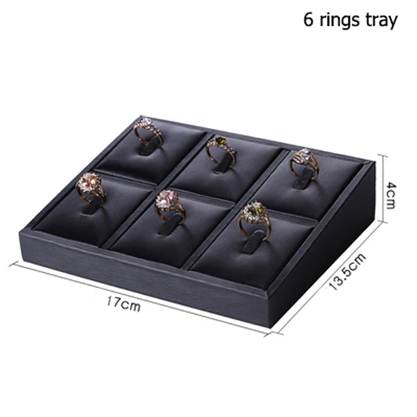 Présentoir Bague Cuir Simili Noir Comptoir