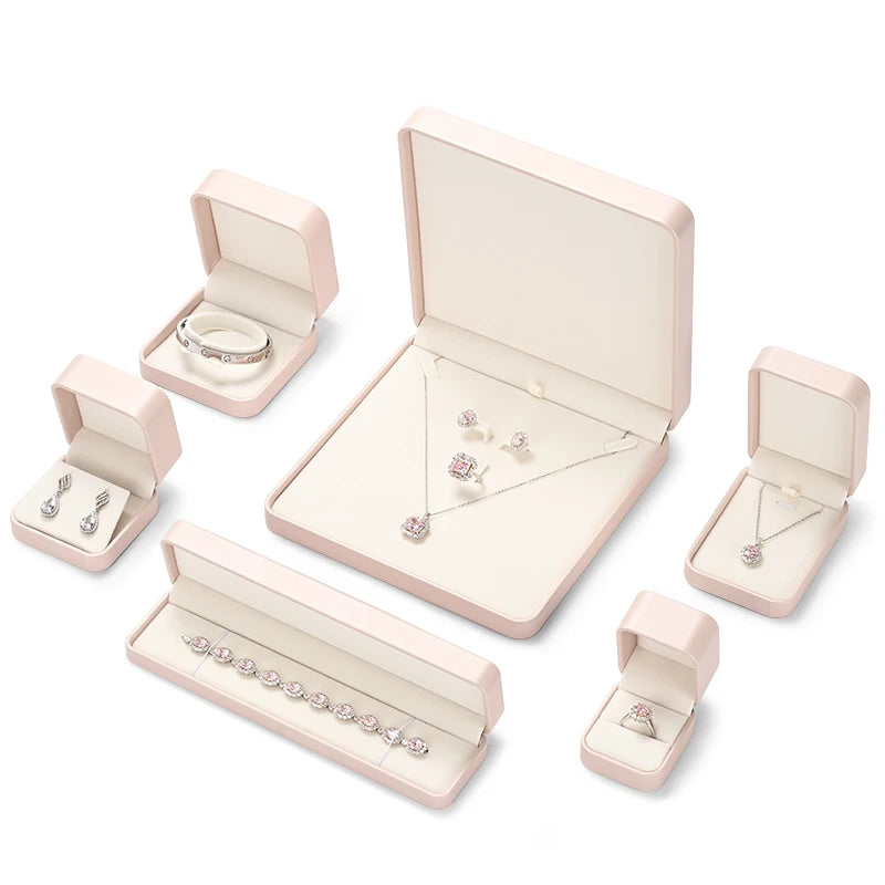 Boite Bijoux Cuir Rose Coffret Bague Collier