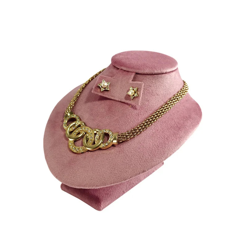 Présentoir Collier Velours Ras de Cou Rose