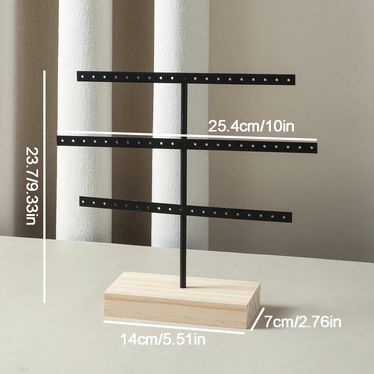 Présentoir Boucle d'Oreille Bois Métal 3 Niveaux