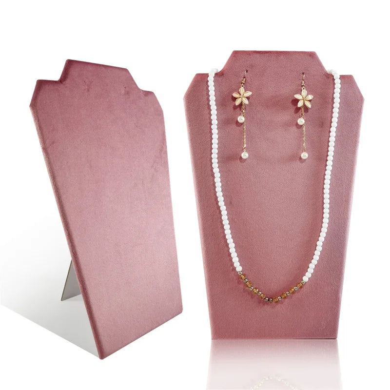 Présentoir Collier Velours Plat Rose Tendre