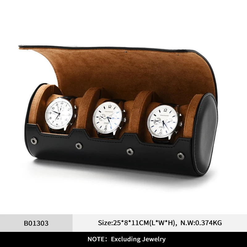 Étui Montre Cuir Voyage Rouleau Coussin