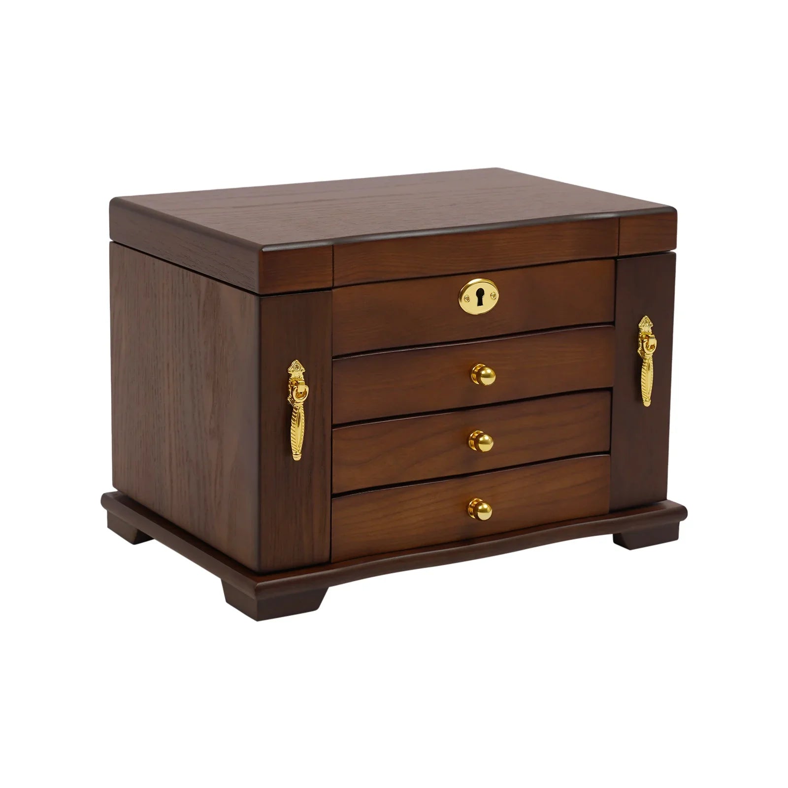 Boîte à Bijoux Bois MDF Velours 4 Niveaux Miroir