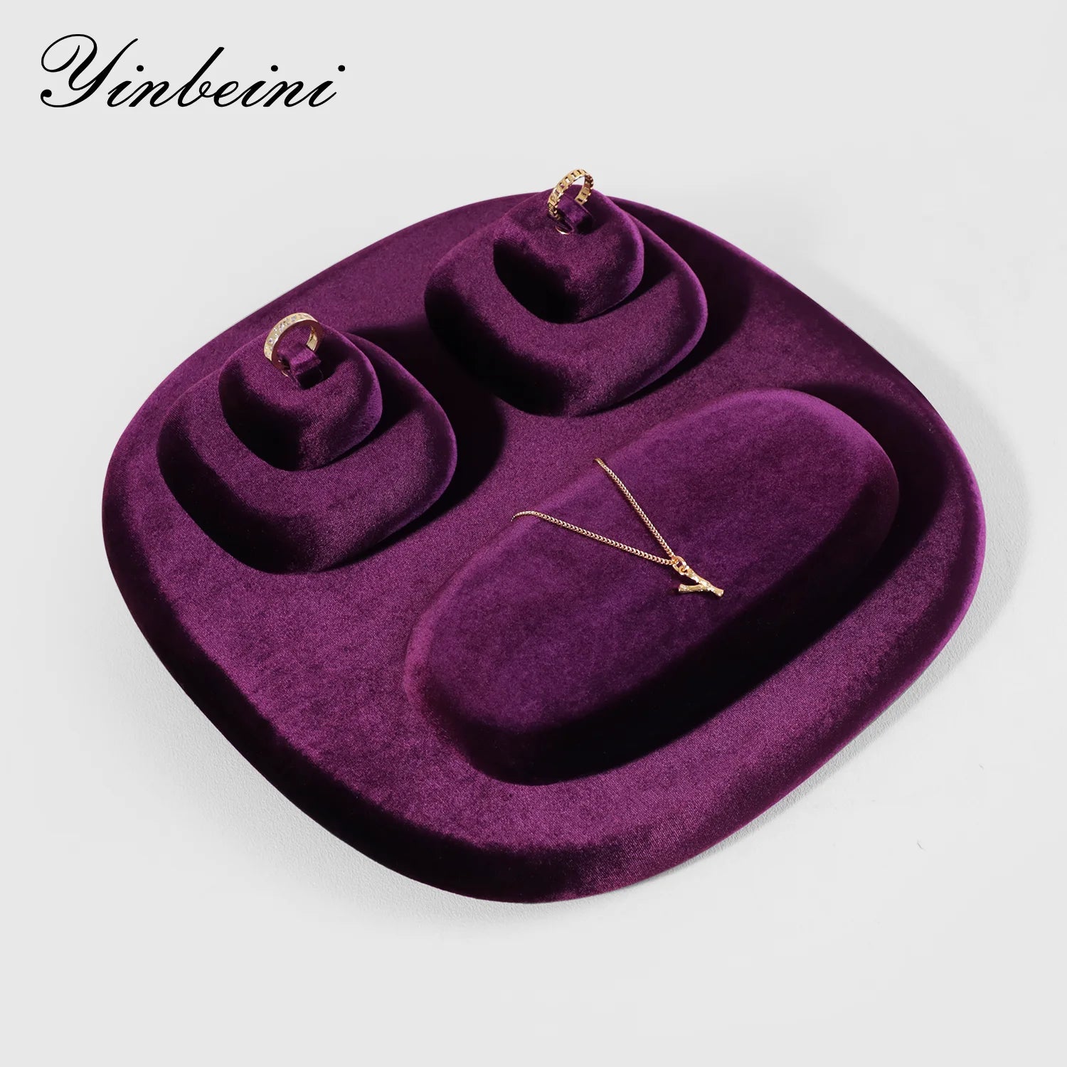 Plateau Bijoux Velours Multi-Compartiments Organisateur