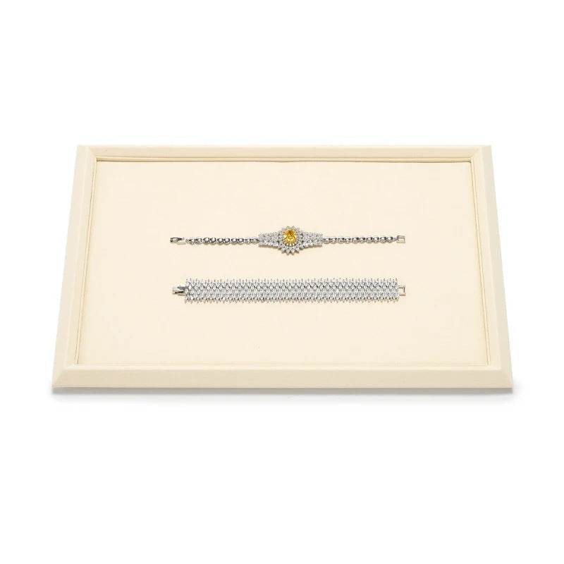 Plateau bijoux simili cuir – cadre crème, grand format