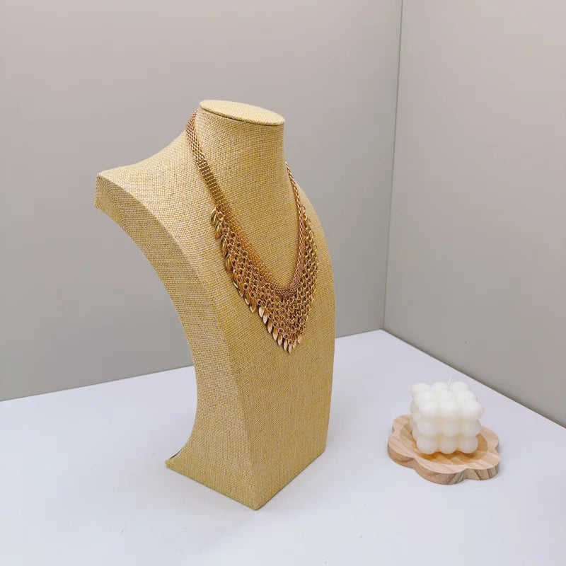 Présentoir Collier Buste Coton Lin Naturel